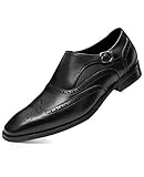 FRASOICUS Men ’s Dress Shoes Genuine Leather Monk Strap Wingtip Formal Shoes Slip-On Loafer 13...