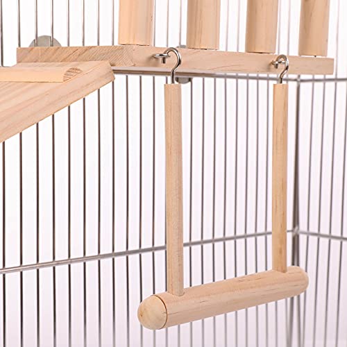 Bird Perches Cage Toys Bird Wooden Play Gyms Stands with Climbing Ladder, Parrot Play Stand and Bird Swing Conure for Green Cheeks, Baby Lovebird, Chinchilla, Hamster, Bird Cage Chewing Toys Sets - Thumbnail 6