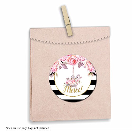 Ooh La La Paris Thank You Sticker Labels, 40 2" Party Circle Stickers By Amandacreation, Great For Party Favors, Envelope Seals & Goodie Bags #TOP4