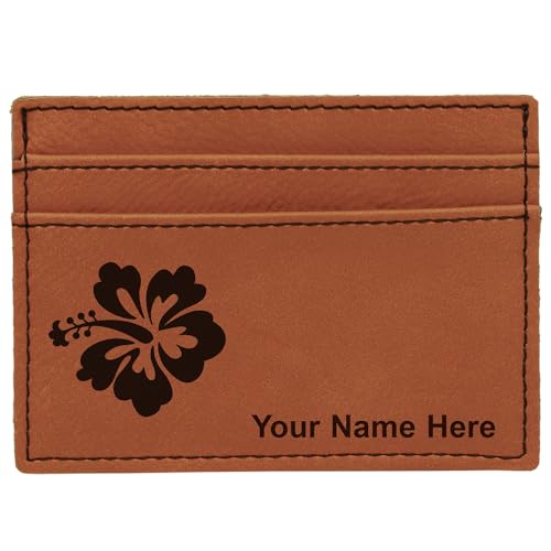 LaserGram MCW Money Clip Wallet, Hibiscus Flower 1, Personalized Engraving Included (Dark Brown)