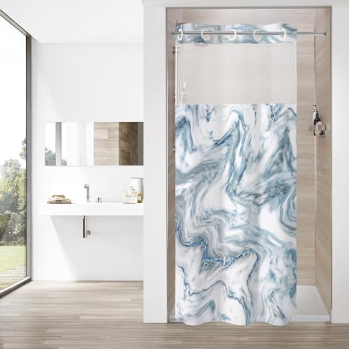 MitoVilla Blue Marble Shower Curtain