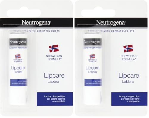 Neutrogena Norwegische Formel Lippenpflege, pflegender Lippenpflegestift für rissige und trockene Lippen (1 x 4,8 g) (Packung mit 2)