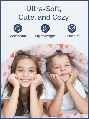 Image of Kids Full Size Pink Fish Bed Sheets - 4 Piece Kids Pink Fish Sheet Set