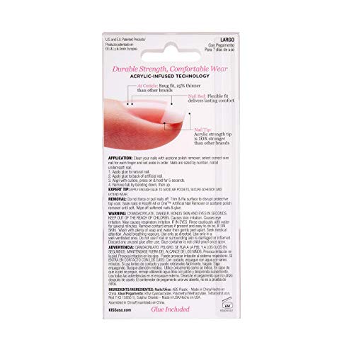 Kiss Salon Acrylic French Nails Long Length Ksa08 #TOP1