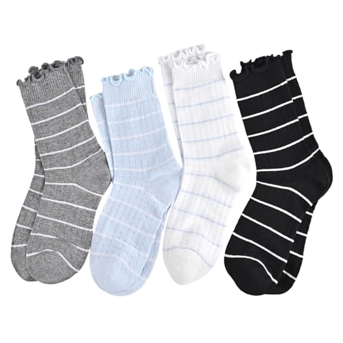 Image of Women's Cute Crew Socks, Casual Athletic Cotton Bowknot Cherry Calf Novelty Socks for Women