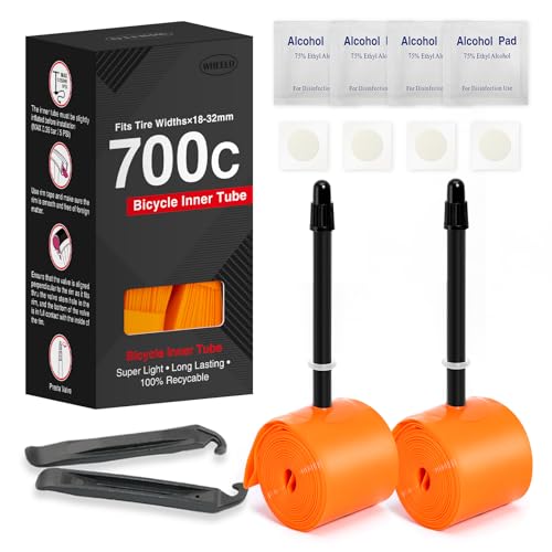 WHEELO TPU 700C×18-32C Bike Inner Tube: Lightweight Road Bicycle Tube with 85mm Presta Valves (Include 4PCS Bike Tube Patch Repair Kit)