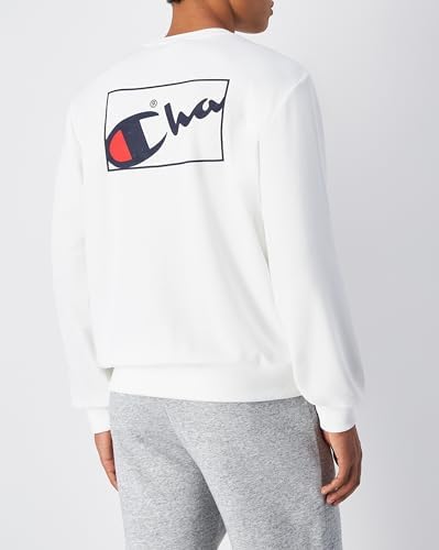 Champion Erkek Baskılı Bisiklet Yaka Sweatshirt, Beyaz, M - Görsel 3