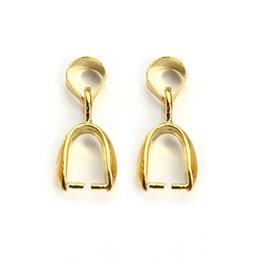 Linsoir Beads Pinch Clip Bail Bead Pendant Connector Jewelry Findings Gold Plated 7X20mm 50 Pcs