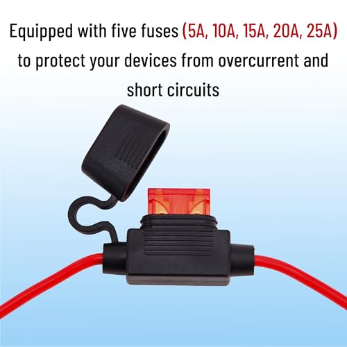 Bates- SAE Battery Connector, 2 FT, 12 AWG, SAE to O-Ring Harness with 5A-25A Protection Fuses & Polarity Reverse Adapter, 2-Pin Connector for Chargers, Maintainers, Solar Panels & Motorcycles - Image 6