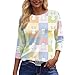 Women's Tops 0 Neck Fashion Shirts Easter Printed Dressy Casual T Shirt Vacation Summer 3/4 Length Sleeve Blouse