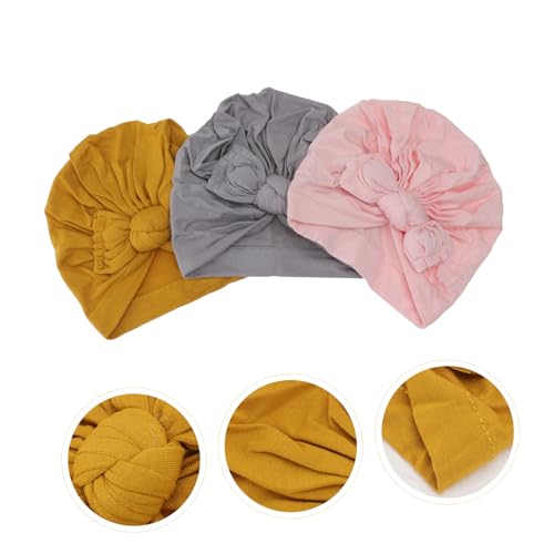3pcs Knotted Hat Warm Ear Beanies for Boy Girl Mixed Colors Adorable Bow Design Comfortable Fit for Cold Weather3