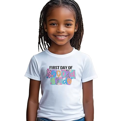 First Day of Second Grade #2 Kids Shirts, YS - YXL, Girls, Colorful, Great for The First Day of School