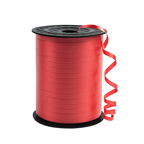 KMER LIFE Premium Red Curling Ribbon 1/5 Wide x 500 Yards Christmas Curling Ribbons for Gift Wrapping Party Decoration Balloon String Ribbons for Florist Flower (1 Roll)