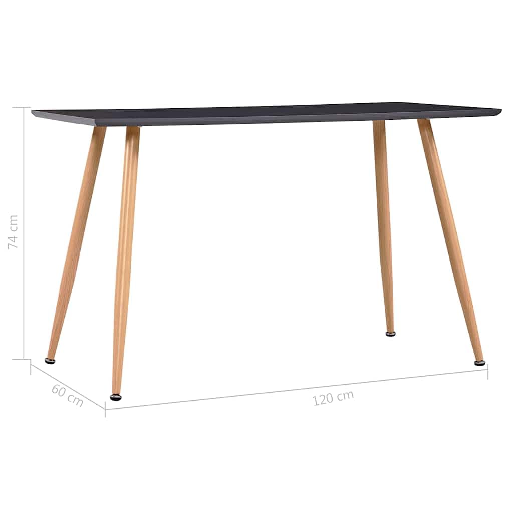 Tavolo da pranzo grigio e rovere, 120 x 60 x 74 cm, MDF e acciaio
