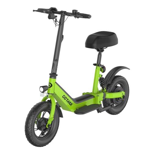 Image of Gotrax A3 Electric Scooter with Seat for Adults, 350W Motor, 15.5MPH Top Speed, Max 9.5 Miles Range, 12 inch Pneumatic Tire and Height Adujustable Seat, Lightweight and Foldable for Commuting (Green)