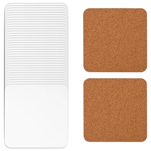 Qeunrtiy 40 Pièces Dessous de Verre Carrés par Sublimation, Pour Voiture en Dessous de Verre, Carton et Panneau Dur MDF