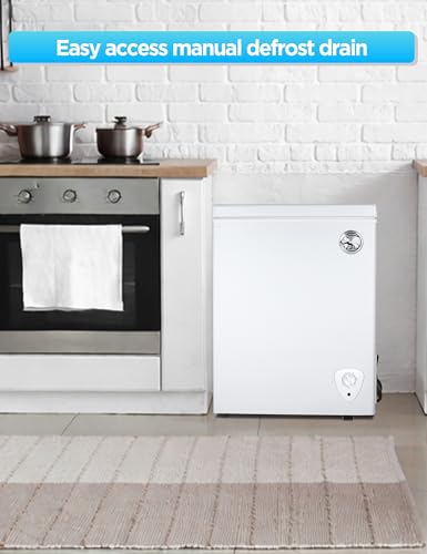 Image of Commercial Cool 1.8 Cu. Ft. Compact Chest Freezer, Textured Finish, Deep Freezer for Frozen Food Storage, Removable Storage Basket, Mechanical Temperature Control, R600a Refrigerant, CCFW18, White