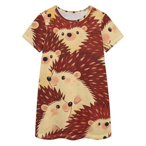 Vestido de erizo para niñas de 2 a 8 años en algodón de manga corta