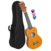 CASCHA Sopran Ukulele Set Für Kinder Und Erwachsene I Starter Kit Mit 3 Plektren Tasche Aquila Saiten Nylon Kleine Hawaii Gitarre Anfaenger Fortgeschrittene Braun Eh 3953 860494056