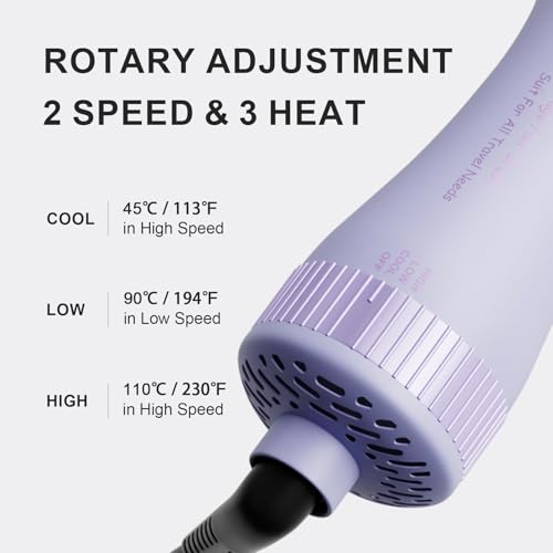 Image of Dual Voltage Hair Dryer Brush 110-240V Travel Blow Dryer Brush in One