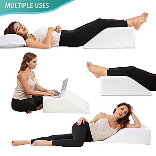 Leg Elevation Pillow With Cooling Gel Memory Foam Top, Post Surgery Leg Rest Pillow High Density Foam Bed Wedge Pillow For Leg & Back Support And Pregnancy - Relieves Knee, Hip And Lower Back Pain #TOP4