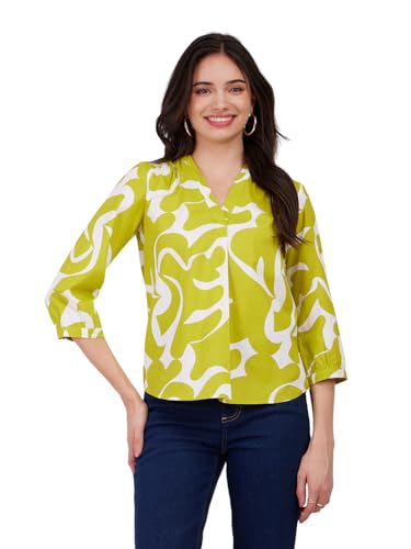 Image of FableStreet Women Formal & Casual Top | V-Neckline with Gathered Back Detail & Three-Quarter Sleeves | Premium Satin Fabric for Office Wear & Sophisticated Outings