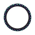 Elastic Weed Leaves Neon Colorful Black Car Steering Wheel Cover Protector Upgrade Thicken,Anti Slip Soft Car Accessories for Diverse Cars Truck SUV for Men Women Universal 15 Inch - Image 2