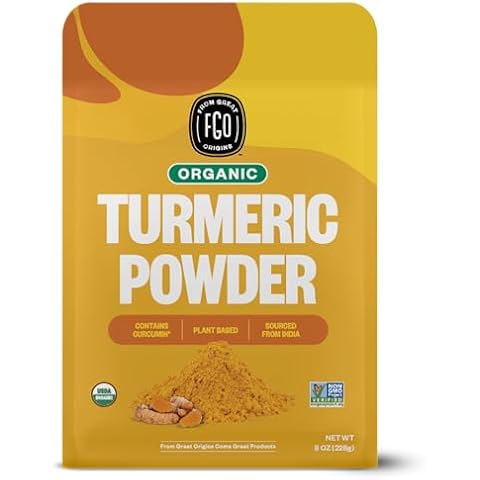 FGO Organic Turmeric Powder w/Curcumin, from India, 8oz, Packaging May Vary (Pack of 1) Cover