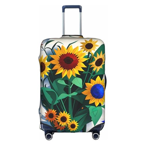 Sunflower Bee Print Personalized Travel Luggage Cover With Zipper, Elastic Luggage Cover,For Daily Use