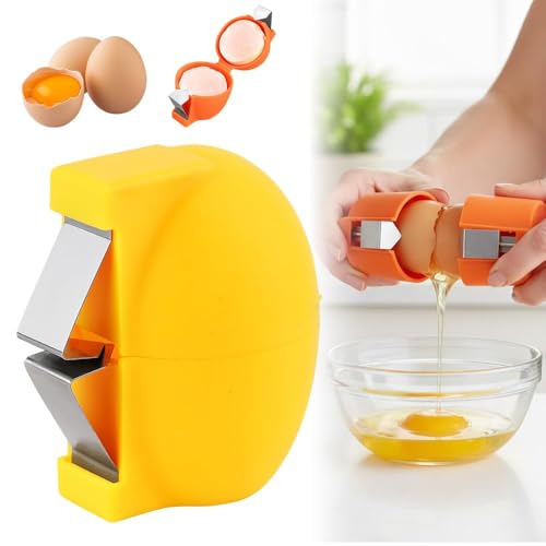 Egg Shell Opener and Cracker Tool, Portable Egg Peeling Tool for Raw and Hard-Boiled Eggs, Shell Remover Kitchen Gadget for Cooking and Baking (Yellow)