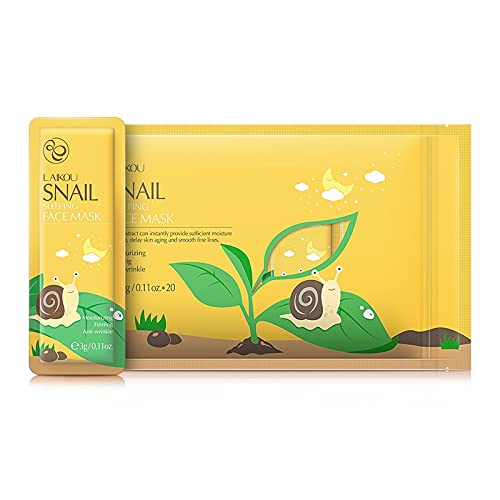 Prawnhz20Pcs Snail Moisturise Sleeping Face Mask Anti Wrinkle Night Facial Packs Dark Circle Moisturize Anti-Aging Mask for Facecare