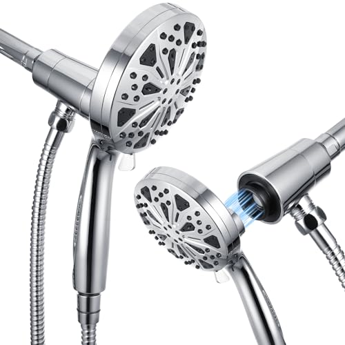 SIROWA High Pressure Magnetic Shower Head with handheld - 10 spray, Adjustable Bracket, Built-in Pause Mode & Power Wash for Bathroom Cleaning, Handheld Showerhead with 60' LeakProof Hose