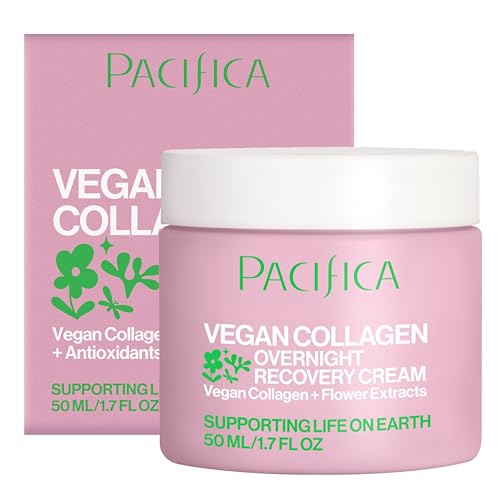 Pacifica Night Face Cream - Vegan Collagen Overnight Recovery Cream, Nighttime Face Cream for Anti-Aging & Wrinkles, Improves Dry Skin & Redness Vegan, Clean Beauty, Dermatologist Tested