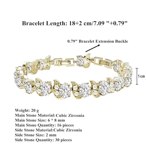 Image of LMXXVJ Fashion Tennis Bracelet Created Emerald White Gold Plated Charm Bracelet Gifts Jewelry for Women
