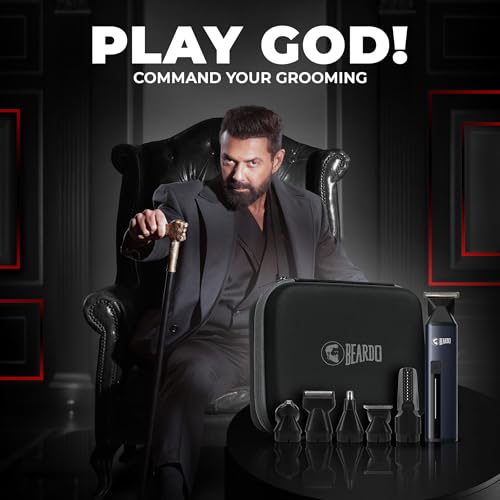 Image of Beardo Godfather Premium Trimmer Kit for Men | Full Body Grooming Kit with 6 Magnetic Attachments | 8000 RPM Motor, 120 Min Runtime, Travel Lock | Self-Sharpening Blades, Aluminium Body | Full Body Trimmer for Men