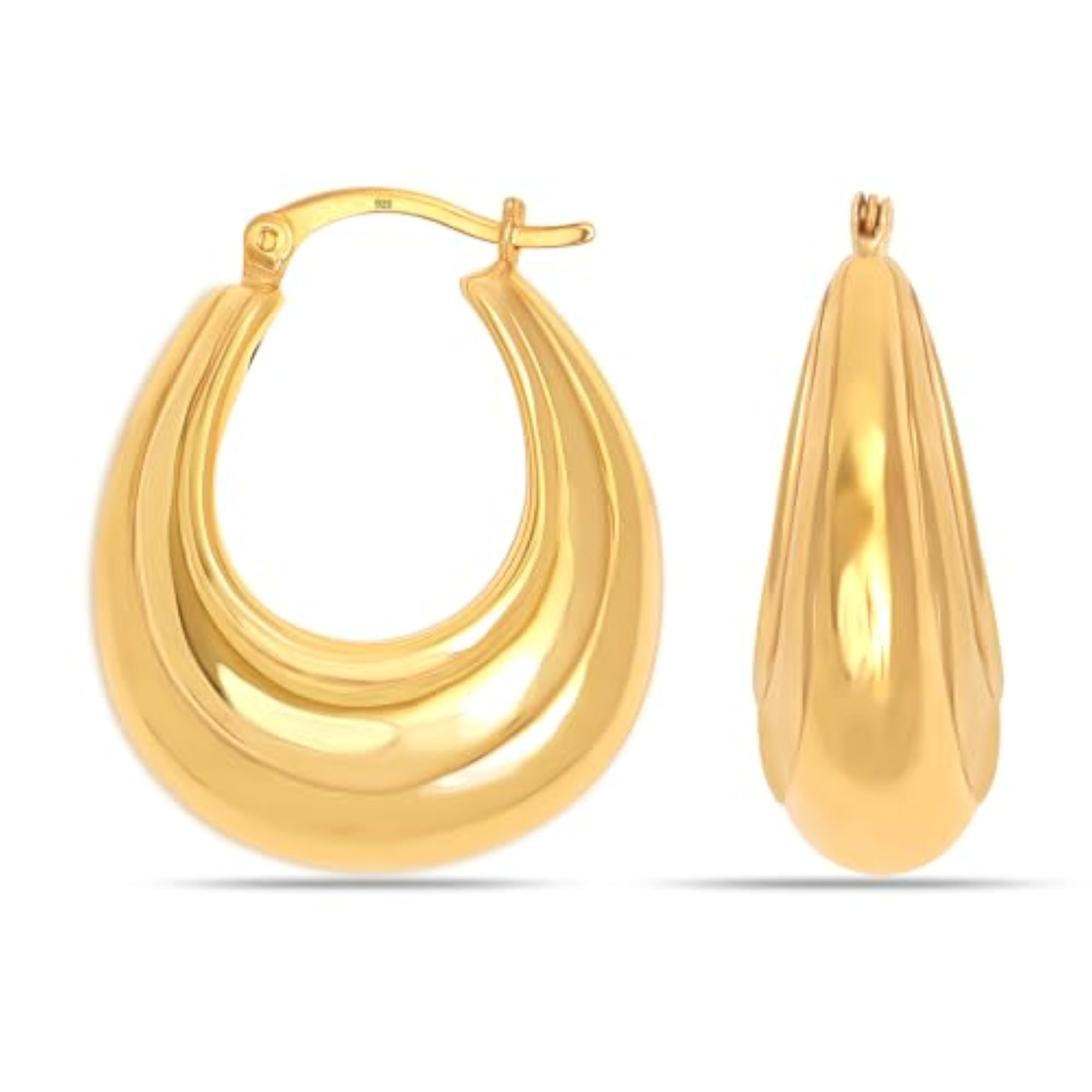 Women's 925 Sterling Silver Elegant Designer Hoop Earrings