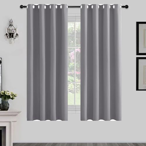 Rideau isolant tissu doux infroissable de haute qualité 70 x 250 cm gris clair - 2