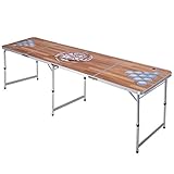 Giantex 8' Portable Beer Pong Table Foldable Adjustable Height Aluminum Indoor Outdoor Table for Drinking Party Game Set