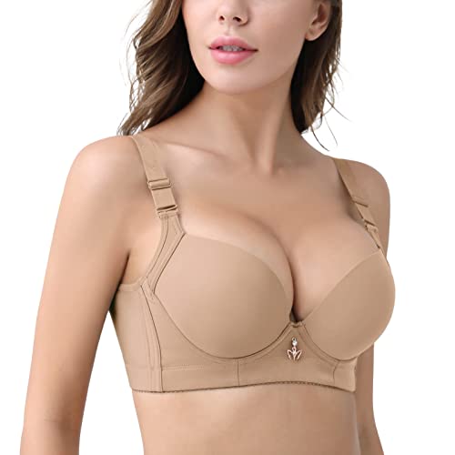 Image of FallSweet Padded T Shirt Bras for Women Push Up Comfort Underwire Brassiere