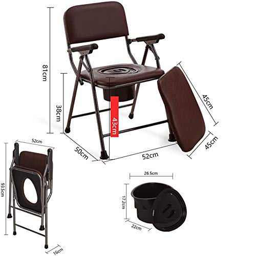 Silla de Inodoro para Baño Cómoda, Silla Multifuncional de Sofá con Cubeta/Tapa/Apoyabrazos/Respaldo Plegable para Ancianos miniatura 2