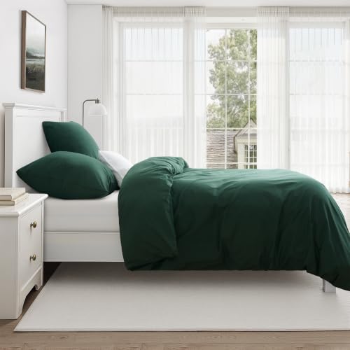 Duvetnova Bettwäsche 220x240 Baumwolle Dunkelgrün, 220x240 Bettwäsche-Sets 1 Bettbezug 220x240 Baumwolle + 2 Kissenbezüge 80x80 cm… – Ansicht 6