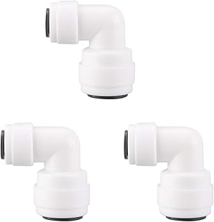 sourcing map 3pcs Elbow 1/4 Inch Tube OD to 3/8 Inch Tube OD Quick Connect Tube Fittings Water Purifiers Push in to Connector Filter Tubing Hose Pipe Joint for RO Reverse Osmosis System