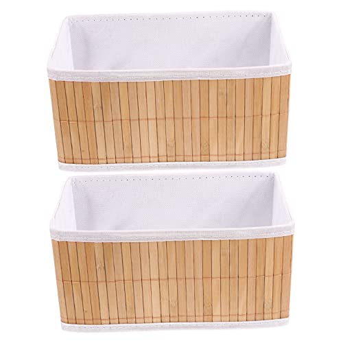 Garneck 2pcs Storage Basket Desktop Sundries Basket Bread Basket Fruit Containers Foldable Hamper Container for Food Sundries Holder Foldable Desktop Storage Basket Home Canvas