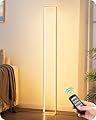 EDISHINE LED Floor Lamp, 55" Modern Minimalist Square Corner Light 3000K-6000K Dimmable, Remote Control & Foot Switch, Metal Base Standing Lamps for Living Room, Bedroom, Office, Gold