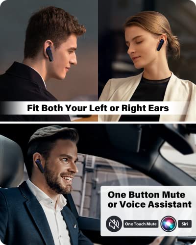 Image of ADADPU Bluetooth Headset - V5.0 Wireless Handsfree Earpiece Built-in Dual Mic Noise Cancelling, 10 Days Standby 16Hrs HD Talktime Ultralight Headset for iPhone Android Samsung Laptop(Blue)