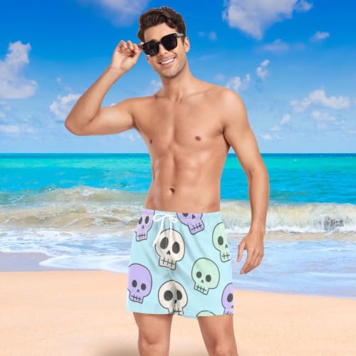 Bañador de natación premium azul con calaveras de secado rápido para hombre 7