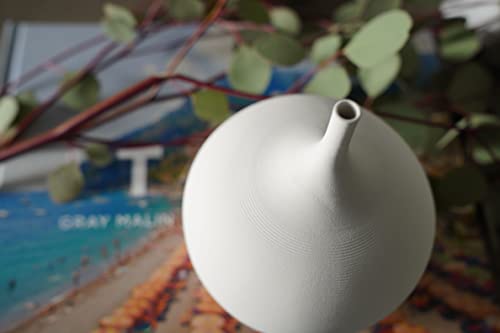Casa Di Gio White Ceramic Vase 7.5” Handcrafted Vase For Home Decor | Minimalist Style Decoration Vase For Anywhere In The Home | H 7.5” X W 5.5” #TOP5
