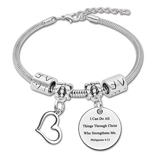 Image of DlaeKua Inspirational Scripture Bible Verse Bracelet for Women Men Philippians 4:13 Christian Religious Gifts Christmas Gift Motivation Gifts Prayer Christian Gifts jewelry faith Bracelet Gift