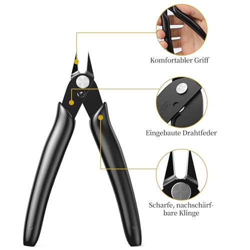 Pack of 10 Electronic Side Cutters Small: 130 mm Mini Side Cutters Electronic Wire Cutter Small Side Cutters for Model Making Black - Image 4