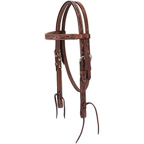 Turquoise Cross Floral Carved Pony Brow Band Headstall Chestnut 5/8 45-0146 Cover